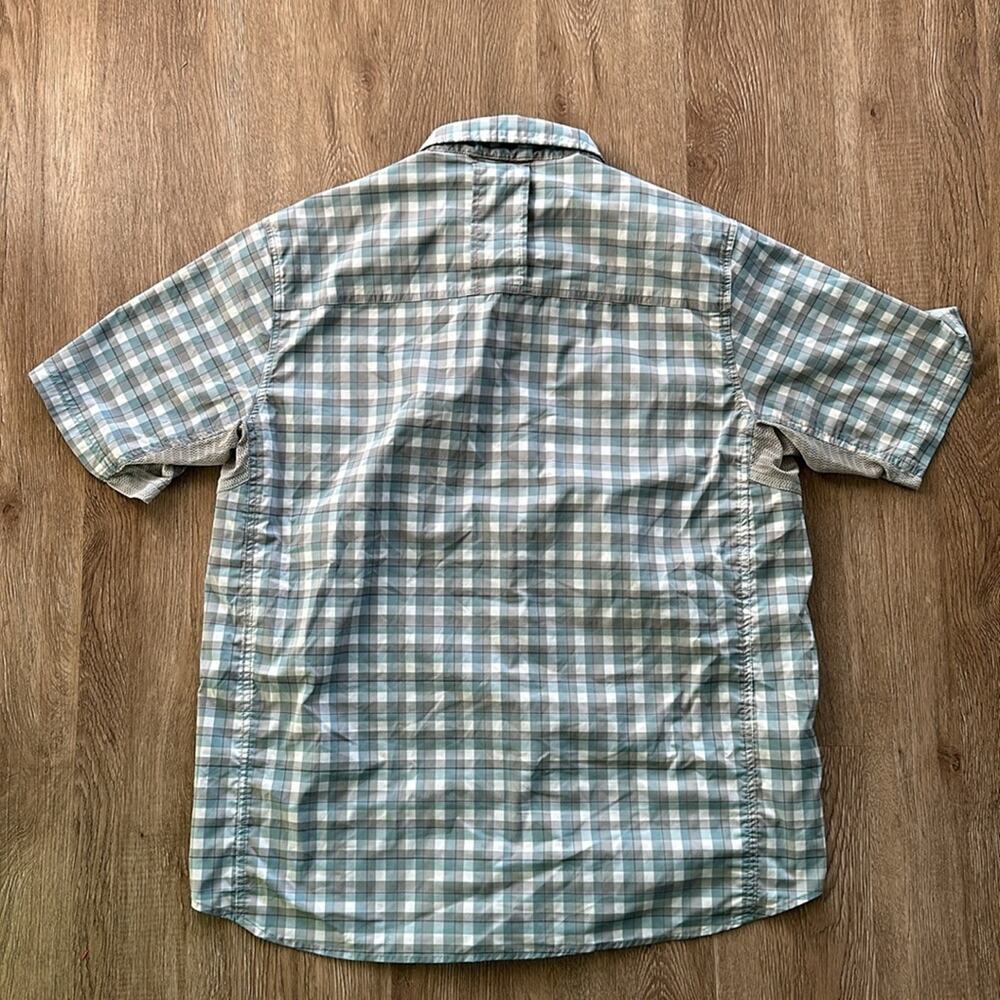 Rei Co-Op Sahara Plaid Short Sleeve Button Front Shirt Grey Blue Size Large - Picture 5 of 5